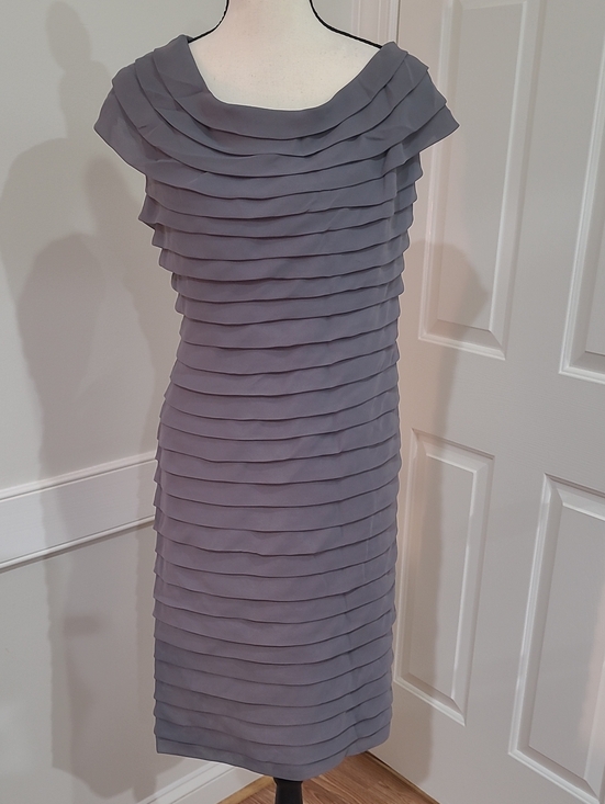 Dress Barn Dresses & Skirts - Dress Barn Tiered Shutter-Pleat Gray Shift Dress - Size 20